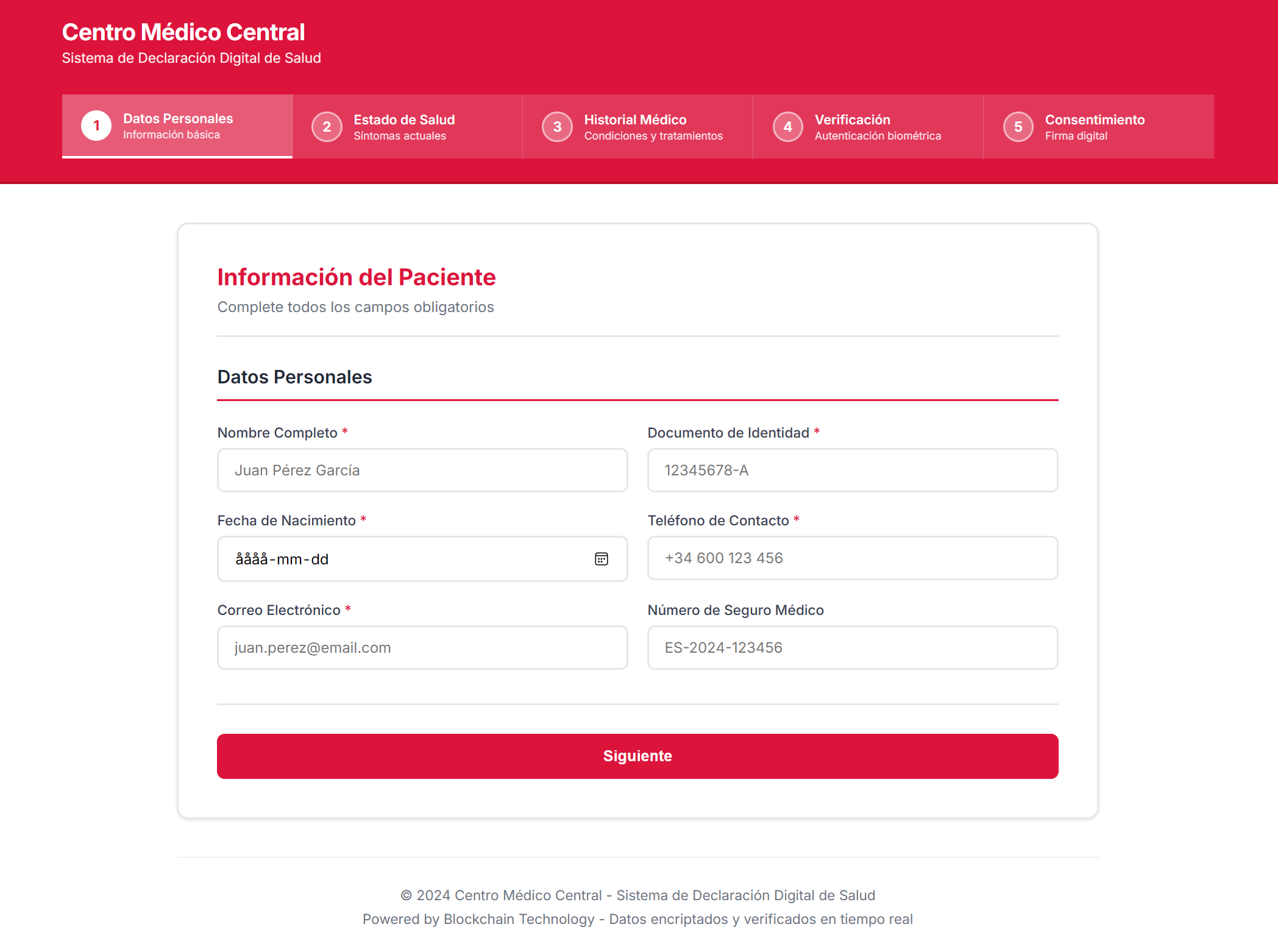 Digital Health Declaration Screenshot